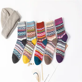 1 Perechi/lot Nou de Iarna Cald Gros de Lână Femei Ciorapi Vintage Crăciun Șosete Șosete Colorate Cadou Moda Feminina Ciorap