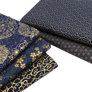 100x145cm Bumbac Japonez de Imprimare Tesatura Vintage de Culoare Bleumarin, cu Rezumat de Imprimare frige Pentru DIY Kimono Perna Cortina