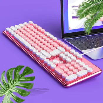 104Keys Cristal punk cu Fir Mouse si Tastatura de Gaming Set Punk Manipulator Luminos de Jocuri de Calculator Desktop Accesorii