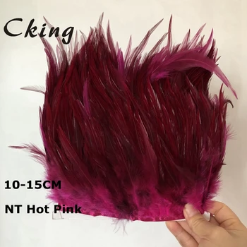 10M Naturale Roz șa cocoș pene franjuri ornamente Înălțime de 10-15cm cocoș pene tăiere de panglică DIY cusut pana dantela