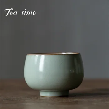 140ML Ru Cuptor Meditație Ceașcă de Ceai Kung Fu Cupa Master Cana Ceramica Celadon Cești de ceai cu Gheață Crape Glazura de Ceai din Portelan Castron cu Cutie de Cadou