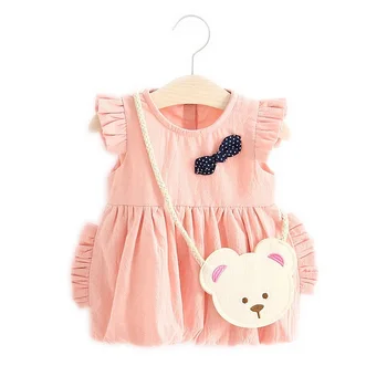 2 buc/Set Baby Girl Dress 1-3 Ani Vară Dress Toddler Bumbac Rochii de Printesa Cu Saci KF523