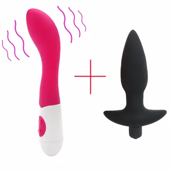  2 BUC/SET Silicon Anal Plug+Degetul Penis artificial Vibratoare Jucarii Sexuale Pentru Femei Clitorisul Stimulator Erotic Jucarii Sex machine