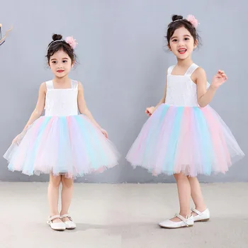 2020 Nou Dantela Curcubeu Printesa Rochie pentru Copii Rochie Tutu Fete Dress