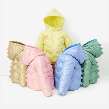 2021 nou toamna și iarna culoare pură jos jacheta pentru copii baby îngroșat cald dinozaur moda băiatului bomboane de culoare fată haina lui