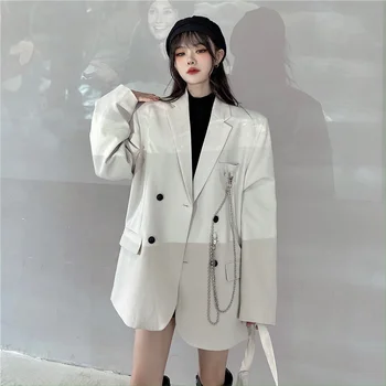 2021 Sacou Femei Topuri High Street Elegant Lanț Liber Double Breasted Coat Zevity Primavara Toamna Anului Nou Coreean Costum De Sex Feminin Haine De Lucru