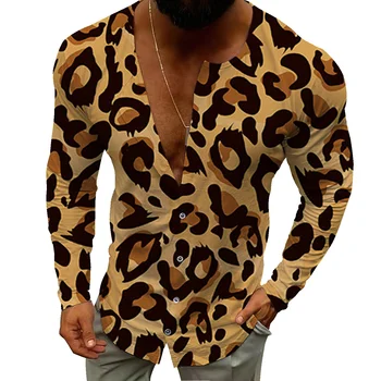 2022 toamna anului nou leopard de imprimare cardigan Henry pulover cu guler barbati slim și frumos pulover purta un strat subțire