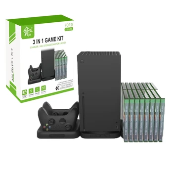 3 în 1 Joc Kit pentru Xbox Seria X Consola Dual Charging Dock Stand Vertical pentru Xbox Seria X Controler Cu Stocare Disc Joc