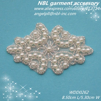 (30buc) en-Gros de mireasa cu margele perla aplicatiile de patch-uri de fier pe rochie sau bandă WDD0262