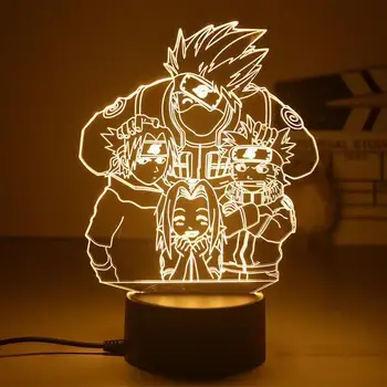 3D Lampa Anime Naruto Uzumaki Condus Veioza Dormitor Copii Lumina de Noapte Itachi Uchiha Copil Cadou de Crăciun Echipa Sasuke Kakashi Hatake