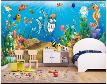 3D picturi murale de fundal personalizate picture murale Frumoase desene animate murală submarin lume copii, camera TV fondul de perete decor acasă