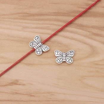 50 de Bucăți de Argint Tibetan Fluture Margele Spacer 2 Fețe pentru Bratara Luare de Bijuterii Accesorii 15x11mm
