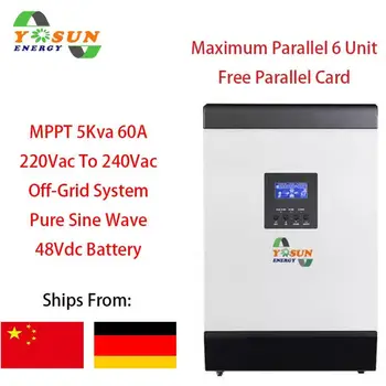 60A MPPT Solar, Invertor 4000W Off Grid Inverter 5Kva 48Vdc 220Vac Invertor Hibrid Pure Sine Wave Inverter 60A Încărcător de Baterie