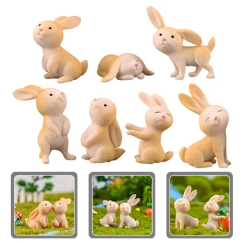 7Pcs Iepure Decor de Ziua Biroul de Acasă Iepuri Figurine Figurine Iepuras Bunny Meserii pentru Decor Acasă Peisaj Petrecere