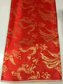 8 Metri/pc Minunat african roșu tesatura de bumbac și de aur dragon model de broderie elvețian voile dantela pentru haine JC22-1