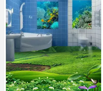 Acasă Decor iarba Verde podea baie din pvc, auto-adeziv tapet rezistent la apa picturi murale