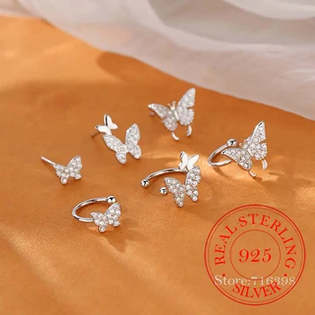 Argint 925 Fluture Stud Cercei Moda Bijuterii Pentru Femei, Cadou de Crăciun pendientes aretes de mujer