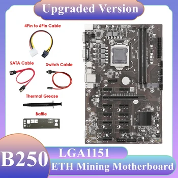 B250B ETH Miniere Placa de baza+4Pin Să 6pini Cablu+Cablu SATA+Cablu de Switch+Diafragma+pasta Termică 12PCIE MSATA Pentru BTC