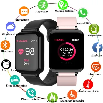 B57 Ceasuri Inteligente pentru Barbati Femei Bluetooth Monitor de Ritm Cardiac Fitness Brățară Impermeabil Sport Electronic Ceas Digital