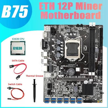B75 ETH Miner Placa de baza 12 PCIE Pentru USB3.0+G1630 CPU+Thermal Grease+Cablu SATA+Cablu de Switch DDR3 Placa de baza LGA1155