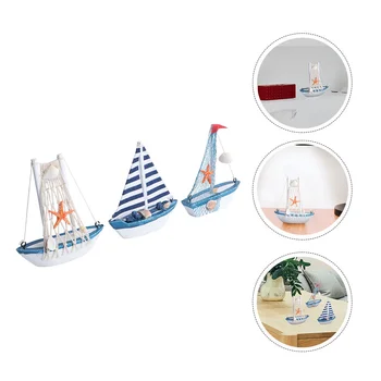 Barca Barca De Lemn De Navigatie Mini Model Ornament In Miniatura Nautice Ocean Beach Homedecorations Nava Cu Vele Decorative Din Lemn