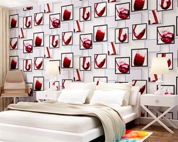 beibehang papel de parede Moderne de moda vin roșu ceașcă tapet netede non-țesute de hârtie de perete camera de zi sala de nunta perete unul dintre un fel