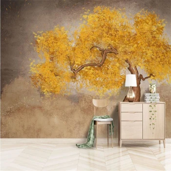 beibehang Personalizate de Aur fotografie copac tapet pentru camera de zi de decorare Fundal de hârtie de perete pictura decorativa pădurea de arțar
