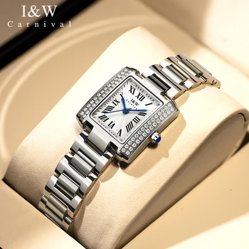 Brand de lux de am&W Nou Pătrat Ceas pentru Femei Impermeabil Bezel Diamant de Moda Cuarț Ceasuri de mana Realizate în Elveția Reloj Mujer