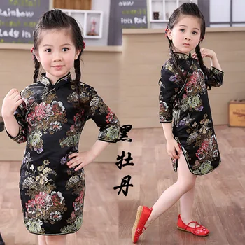 Chineză Stil de Haine pentru Copii 2021 Toamna Copii Haine Copii Petrecere de Nunta Rochie de Flori Toddle Fete Dress Chi-pao