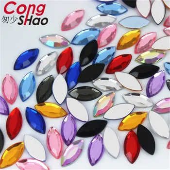 Cong Shao 300pcs 7*15mm Marquise Forma Acrilic rhinestone aplicatiile de pietre si cristale Spate Plat haine Meserii decor YB708