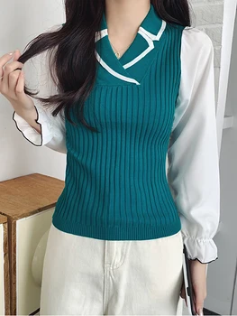Coreea Moda Haine Manșon De Puf Femei Tricotate Pulover 2022 Primavara Toamna Pulover Casual Cu Maneca Lunga Top Doamnelor Pulover Mujer