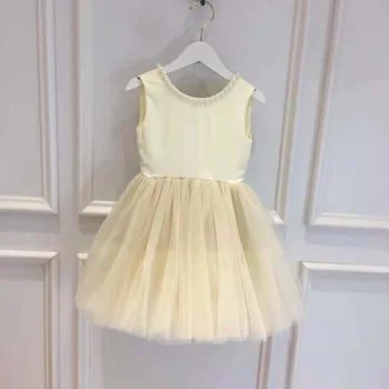 custom High-end 2021 stil fierbinte de vară pentru copii de mână-cusute pearl guler mare arc rochie de printesa rochie de fusta copii