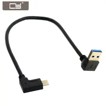 CY Reversibil USB-C USB 3.1 de Tip C, înclinată la un Unghi de 90 de Grade în Jos în Unghi O de sex Masculin Cablu de Date pentru Laptop și Tabletă și Telefon Mobil 30cm