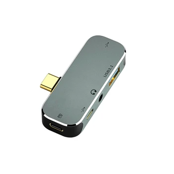 D7YC 5-Port de Tip C Hub USB 3.1 2.0 Splitter Jack de 3,5 mm Calculator Notebook Accesorii pentru Macbook Telefon Mobil Extender Gadget