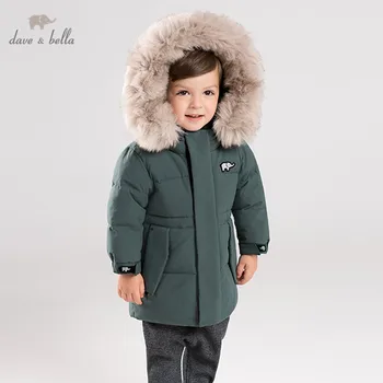 DB12001 dave bella iarna pentru copii unisex jos haina de blana cu fermoar cu gluga îmbrăcăminte exterioară pentru copii de 90% alb rață jos căptușit jacheta copii