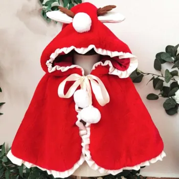 De Anul nou pentru Copii Fete de Crăciun Haina Fete Rosu Mantie de catifea Băieți Fete Jachete pentru Copii cu Gluga Îmbrăcăminte Haina Haine Copii
