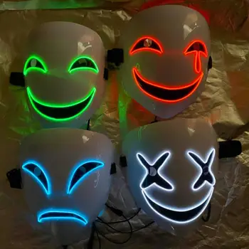 De Halloween, Masca de Lumină LED-uri Haioase Masti Anime Stralucitoare obiecte de acoperit capul Cosplay Costum Consumabile Măști de Partid