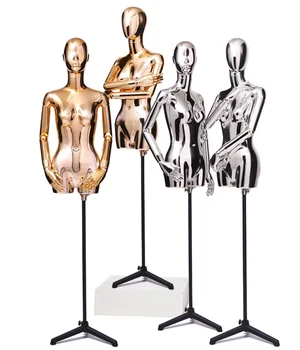 De înaltă Calitate de Galvanizare Aur și Argint Manechin Rack De Femei pe Jumătate de Corp Model