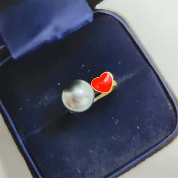 DIY inel gol suport Argint 925 picătură de culoare Roșie glazura iubesc mici piersic inima deschisă pentru femei inel