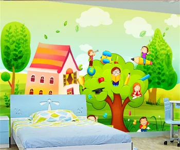 Europene și Americane de mici proaspete de desene animate pentru copii, cameră de fundal autocolante personalizate 3D loc de joacă pentru copii murală papel parede