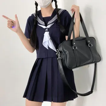 Fată japoneză Școală Kit Uniforme Elev Marinar Rochie Stil coreean Fusta Sexy JK Costum de Marinar Bluza Plisata Fusta Set