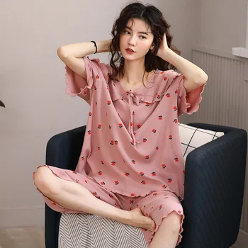 Femeile Modal Seturi de Pijamale pentru Femei Maneci Scurte Capri Pantaloni de Pijama, Pijamale Pentru Femei, Pijamale pentru Femei Haine de Acasă Pentru Vara