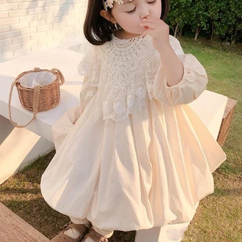 Fete Rochie Baby Stil coreean Rochii din Dantela Pentru Copil Printesa 2021 Primavara Toamna Moda pentru Copii Haine Albe de Bumbac