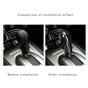 Fibra de Carbon Auto Gear Shift Knob Acoperi Ornamente de Interior pentru Chevrolet Camaro 2010-2015