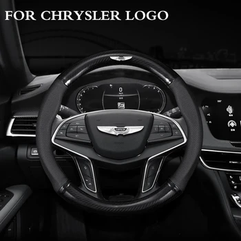 Fibra de Carbon din Piele Respirabil Non-Alunecare Teering Capace de Roți Cu Logo-ul Pentru Chrysler 300c 300 200 200c Pacifica Sebring Lancia