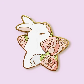 Frumoasa Stea Bunny Greu De Email Pin Desene Animate De Animale Brosa Trandafiri Drăguț Iepure De Aur Insigna De Moda Rever Rucsac Ace Bijuterii