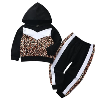 Haine pentru copii cu mânecă Lungă cu glugă leopard print hanorac pantaloni de primavara toamna Fete de Îmbrăcăminte din Poliester Haine pentru Copii Seturi