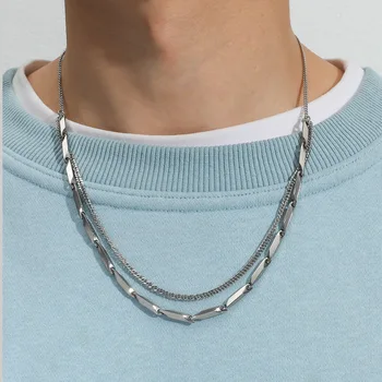 Hip-hop personalitate titan oțel grosime lanț împletit colier de sex masculin la modă retro strada cool stil de bijuterii colier