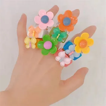 Ins Drăguț Bomboane Culori Fluture Rășină Inele pentru Femei Fată de Desene animate Moda Dulce Colorat Stereoscopic Deget Inelul de Bijuterii Cadou
