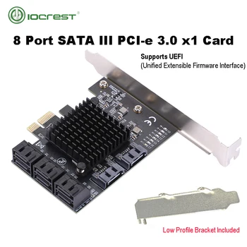 IOCREST PCIe gen3 x1 la 8 Porturi SATA 6G III 3.0 Controler Non Raid Card de Expansiune Low Profile Bracket